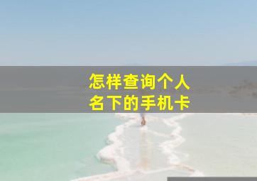 怎样查询个人名下的手机卡