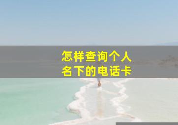 怎样查询个人名下的电话卡