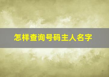 怎样查询号码主人名字