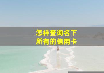 怎样查询名下所有的信用卡