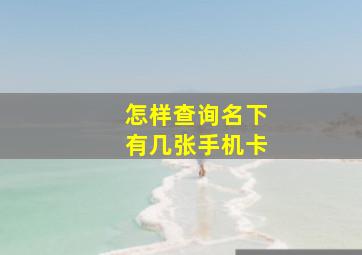 怎样查询名下有几张手机卡