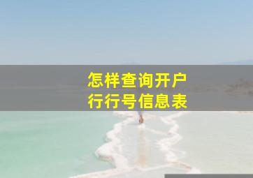 怎样查询开户行行号信息表