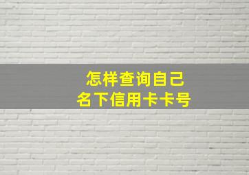 怎样查询自己名下信用卡卡号