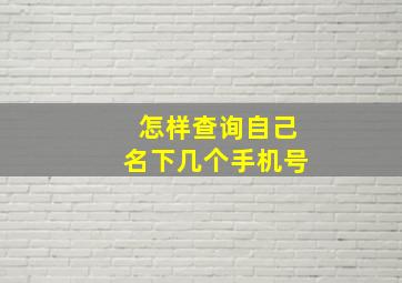 怎样查询自己名下几个手机号