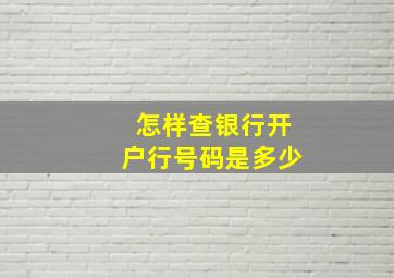 怎样查银行开户行号码是多少