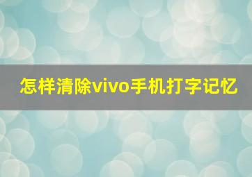 怎样清除vivo手机打字记忆