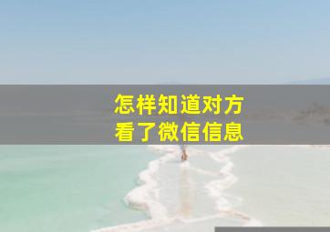 怎样知道对方看了微信信息