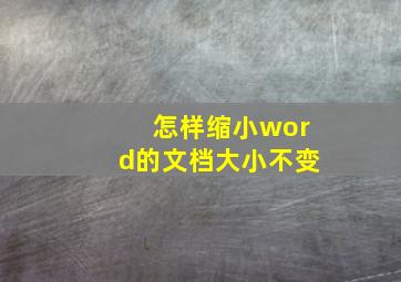 怎样缩小word的文档大小不变