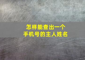 怎样能查出一个手机号的主人姓名