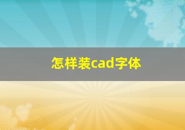 怎样装cad字体