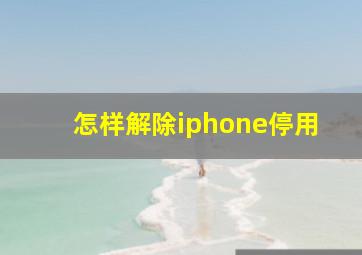 怎样解除iphone停用