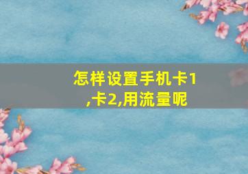 怎样设置手机卡1,卡2,用流量呢