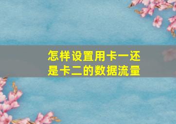 怎样设置用卡一还是卡二的数据流量