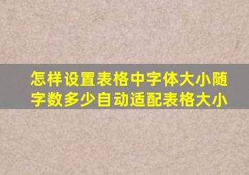 怎样设置表格中字体大小随字数多少自动适配表格大小