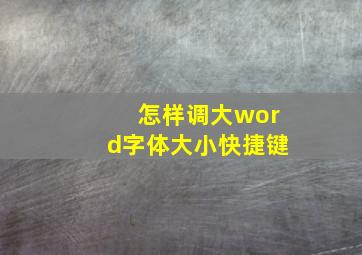 怎样调大word字体大小快捷键