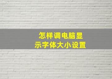 怎样调电脑显示字体大小设置