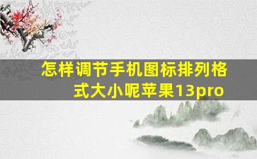 怎样调节手机图标排列格式大小呢苹果13pro