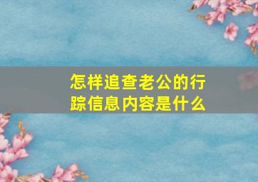 怎样追查老公的行踪信息内容是什么