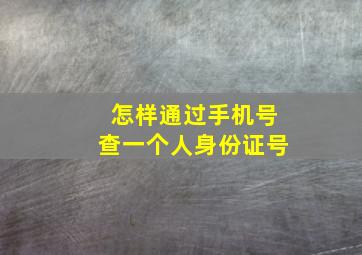 怎样通过手机号查一个人身份证号