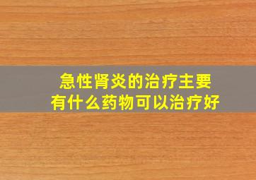 急性肾炎的治疗主要有什么药物可以治疗好