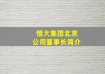 恒大集团北京公司董事长简介