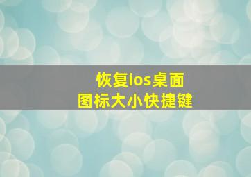 恢复ios桌面图标大小快捷键