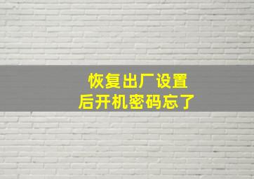 恢复出厂设置后开机密码忘了