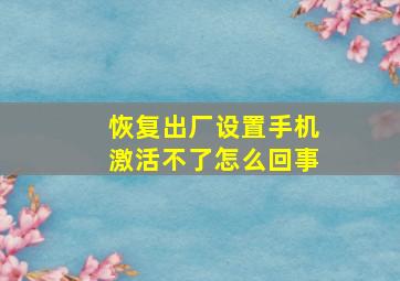 恢复出厂设置手机激活不了怎么回事