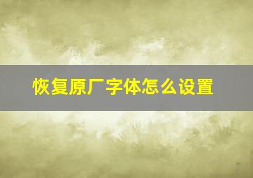 恢复原厂字体怎么设置