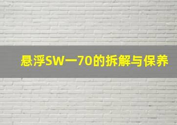 悬浮SW一70的拆解与保养