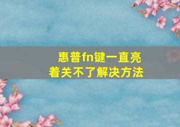 惠普fn键一直亮着关不了解决方法