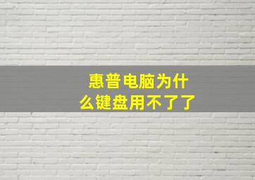 惠普电脑为什么键盘用不了了