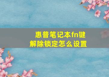 惠普笔记本fn键解除锁定怎么设置