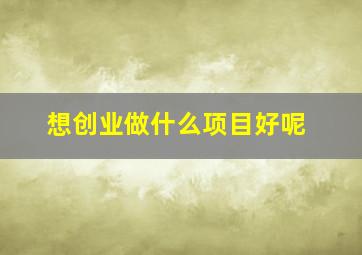 想创业做什么项目好呢