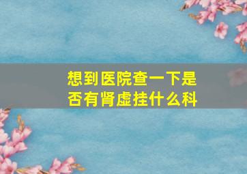 想到医院查一下是否有肾虚挂什么科