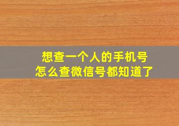 想查一个人的手机号怎么查微信号都知道了