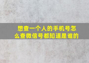 想查一个人的手机号怎么查微信号都知道是谁的