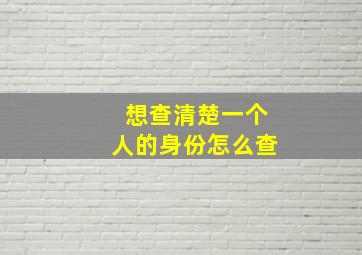 想查清楚一个人的身份怎么查