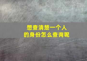 想查清楚一个人的身份怎么查询呢