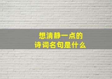 想清静一点的诗词名句是什么