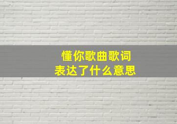 懂你歌曲歌词表达了什么意思