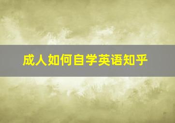 成人如何自学英语知乎