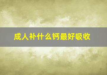 成人补什么钙最好吸收