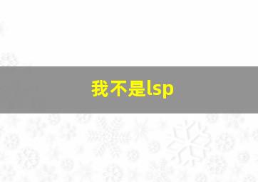 我不是lsp