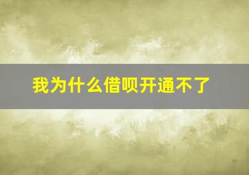 我为什么借呗开通不了