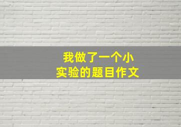 我做了一个小实验的题目作文