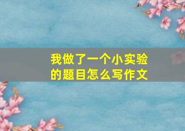 我做了一个小实验的题目怎么写作文