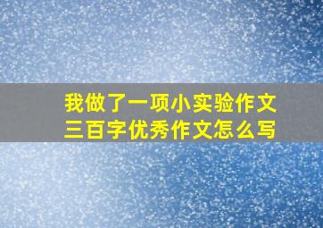 我做了一项小实验作文三百字优秀作文怎么写