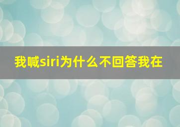 我喊siri为什么不回答我在