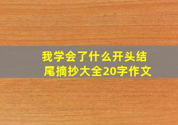 我学会了什么开头结尾摘抄大全20字作文